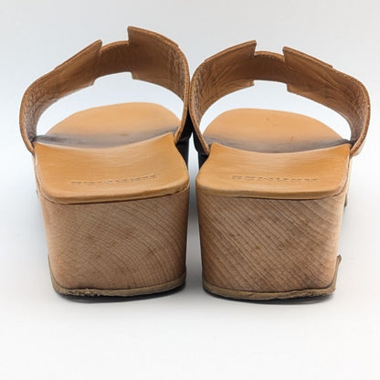 Hermes Oran Wood Sole Sandals Orange Logo — view 4