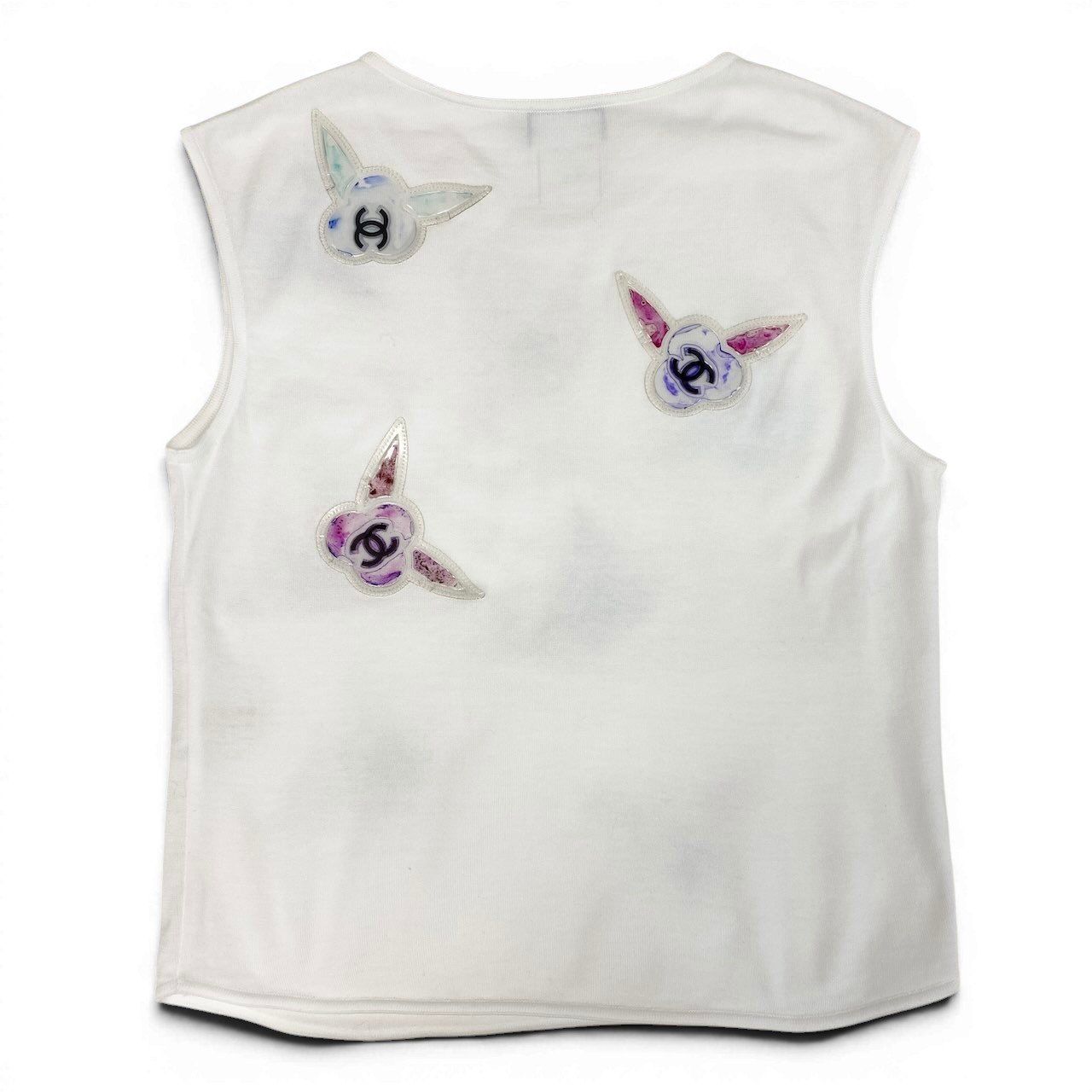 Chanel Ce7 CC Logo Tank Top 38 White Cotton — view 3