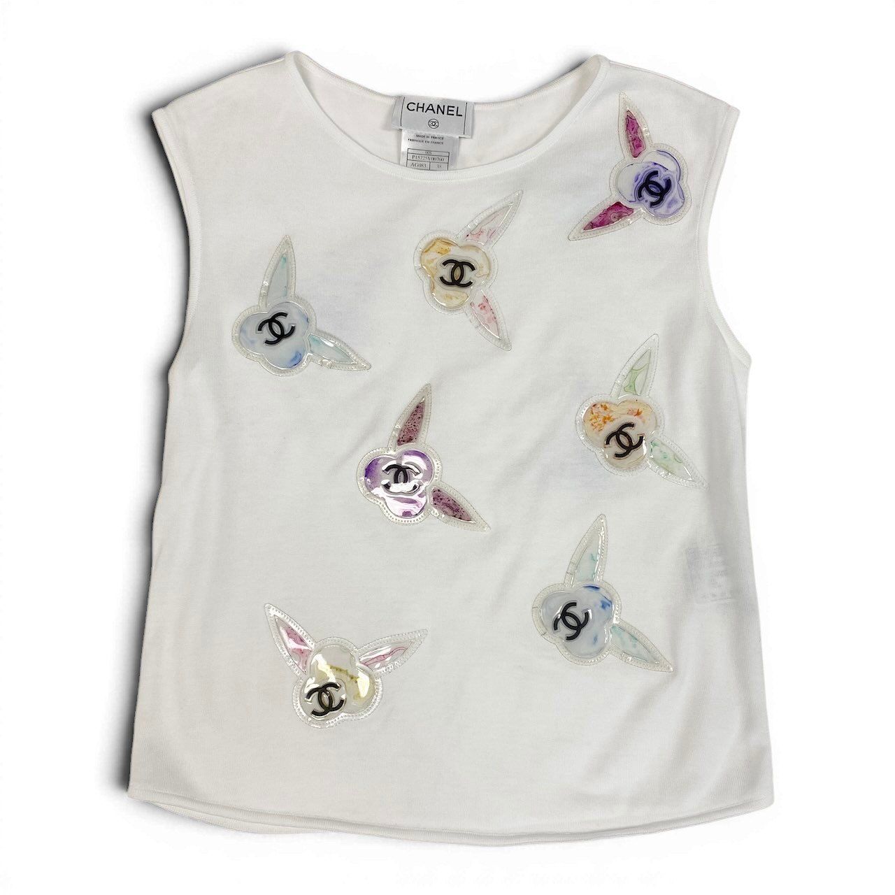 Chanel Ce7 CC Logo Tank Top 38 White Cotton — view 2