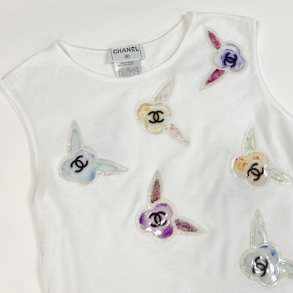 Chanel Ce7 CC Logo Tank Top 38 White Cotton — view 4