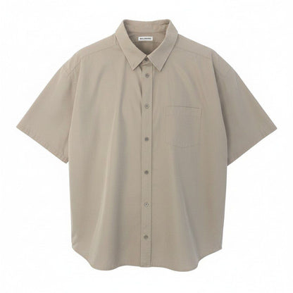 Balenciaga Back Logo Oversize Shirt Short Sleeve 36 Beige Cotton