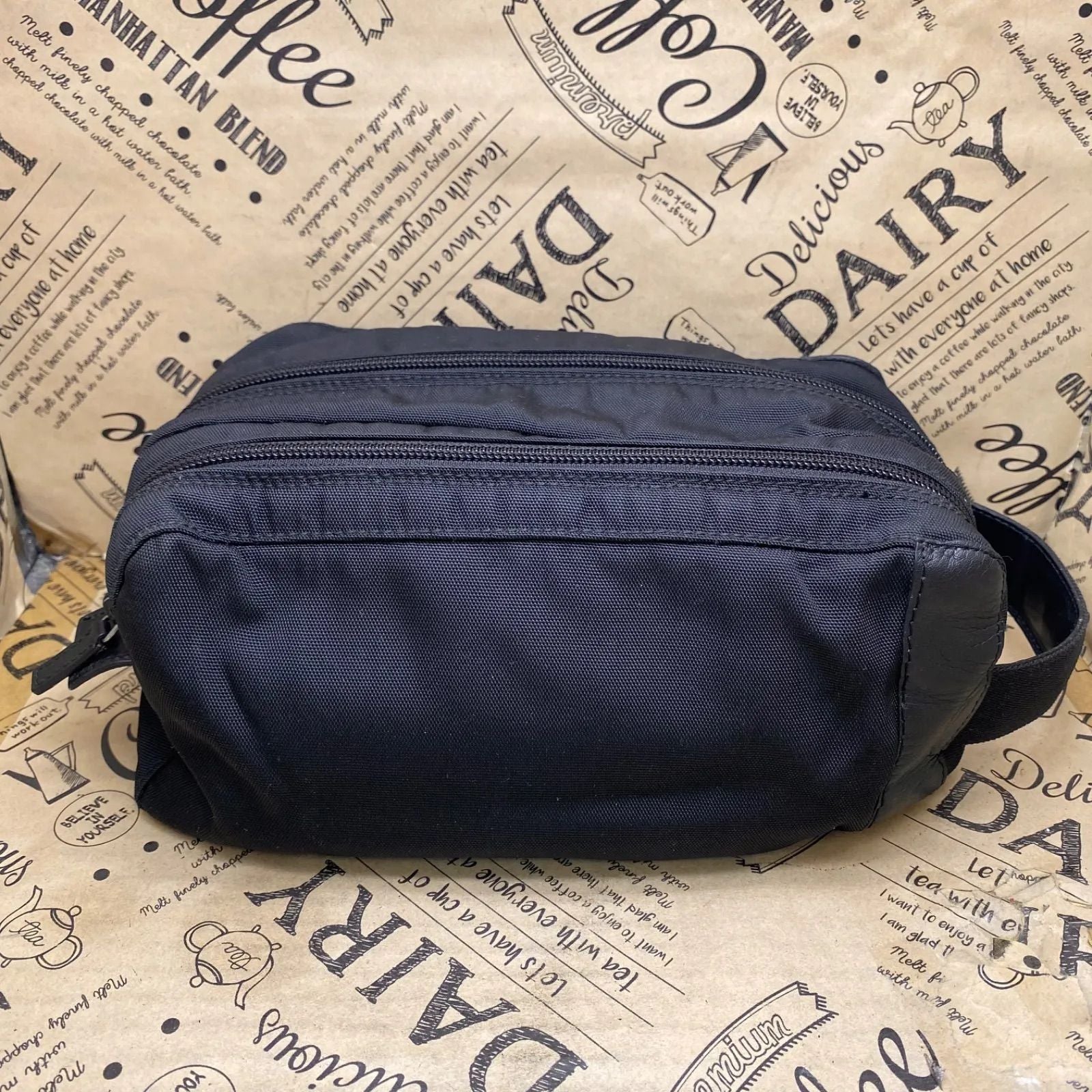 Gucci Handbag Pouch Clutch Nylon Black Business Travel