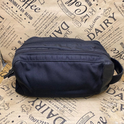 Gucci Handbag Pouch Clutch Nylon Black Business Travel