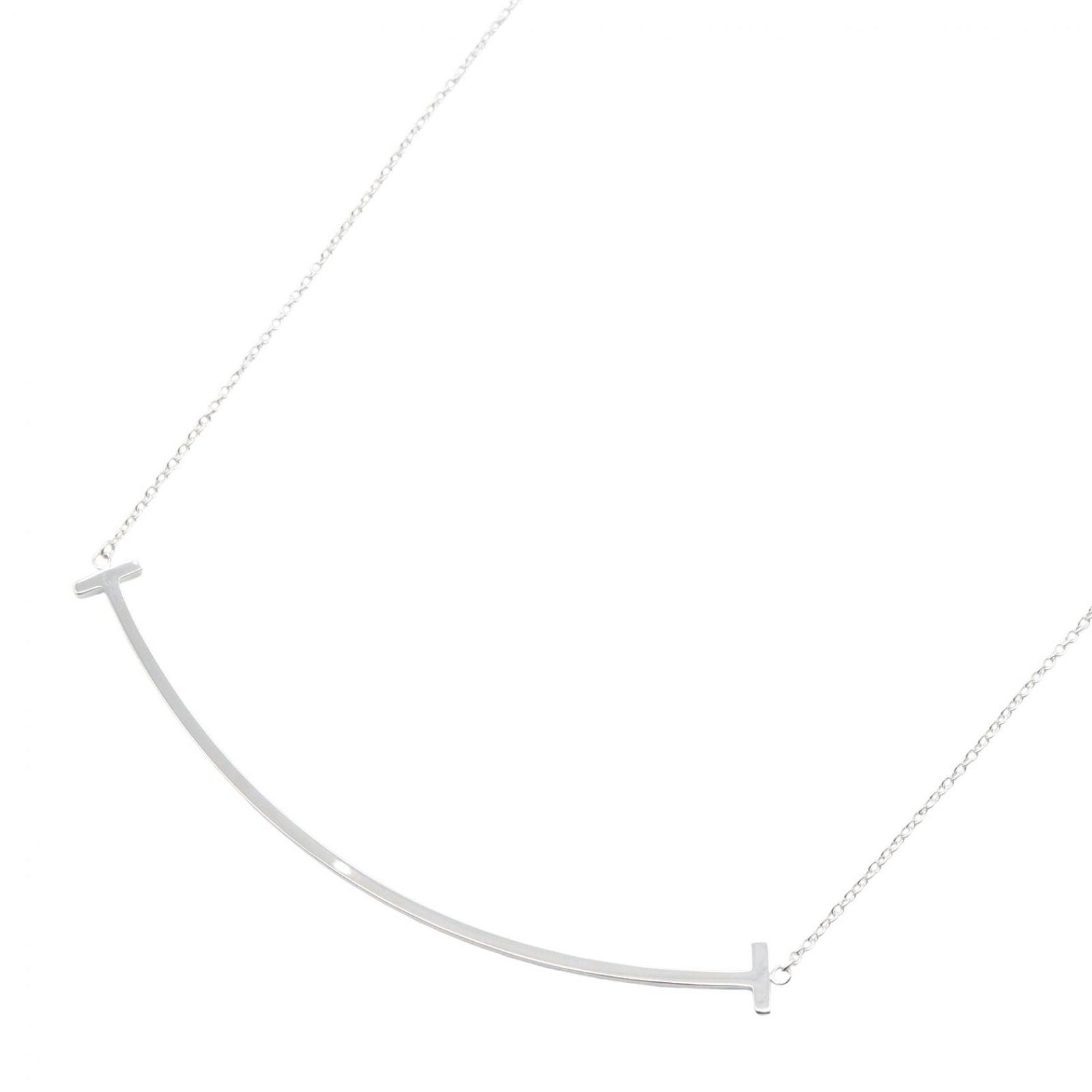 Tiffany & Co Necklace T Smile Large 40.5 45.5 cm 18k White Gold