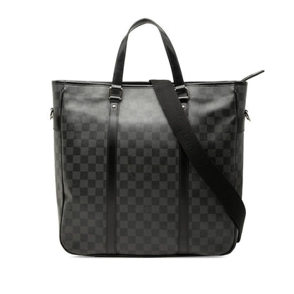Louis Vuitton Damier Graphite Tadao PM 2-Way Shoulder Bag Black Leather