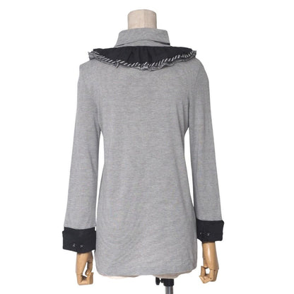 Chanel Top 36 Ruffle Neck Lace Striped Turtle Long Sleeve — view 2