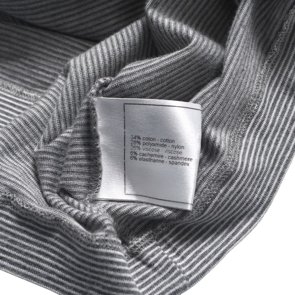Chanel Top 36 Ruffle Neck Lace Striped Turtle Long Sleeve — view 6