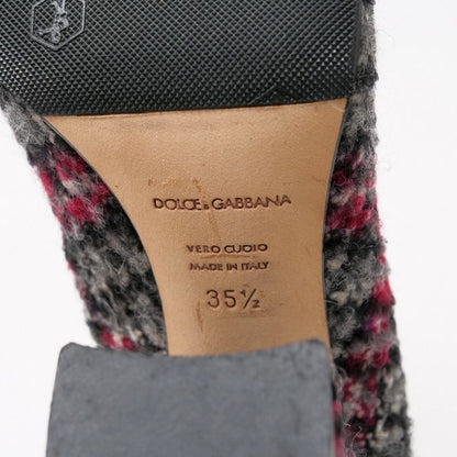 Dolce & Gabbana Pumps Shoes Chunky Heel Tweed Bijoux Decoration Gray 35.5 — view 8