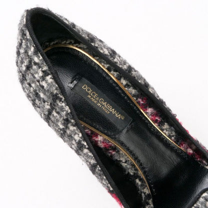 Dolce & Gabbana Pumps Shoes Chunky Heel Tweed Bijoux Decoration Gray 35.5 — view 5