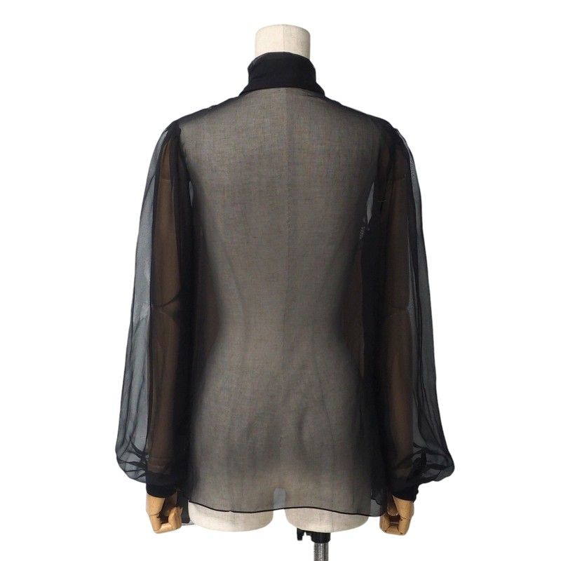 Dolce & Gabbana Blouse 40 Total Silk Bow Tie Ribbon Chiffon Black — view 2