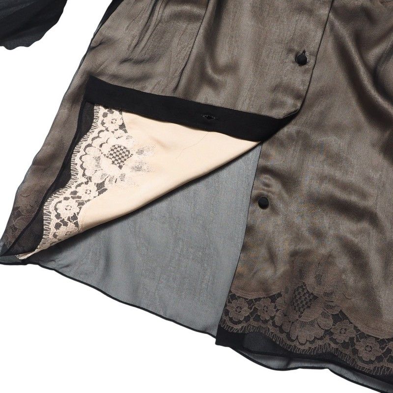 Dolce & Gabbana Blouse 40 Total Silk Bow Tie Ribbon Chiffon Black — view 5
