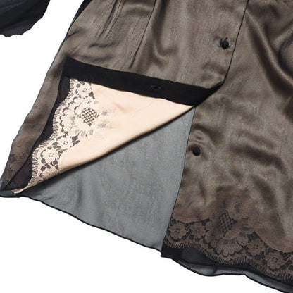 Dolce & Gabbana Blouse 40 Total Silk Bow Tie Ribbon Chiffon Black — view 5