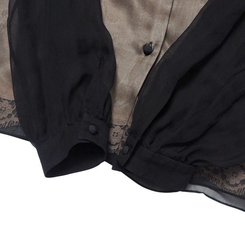 Dolce & Gabbana Blouse 40 Total Silk Bow Tie Ribbon Chiffon Black — view 4