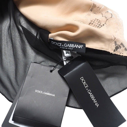 Dolce & Gabbana Blouse 40 Total Silk Bow Tie Ribbon Chiffon Black — view 6