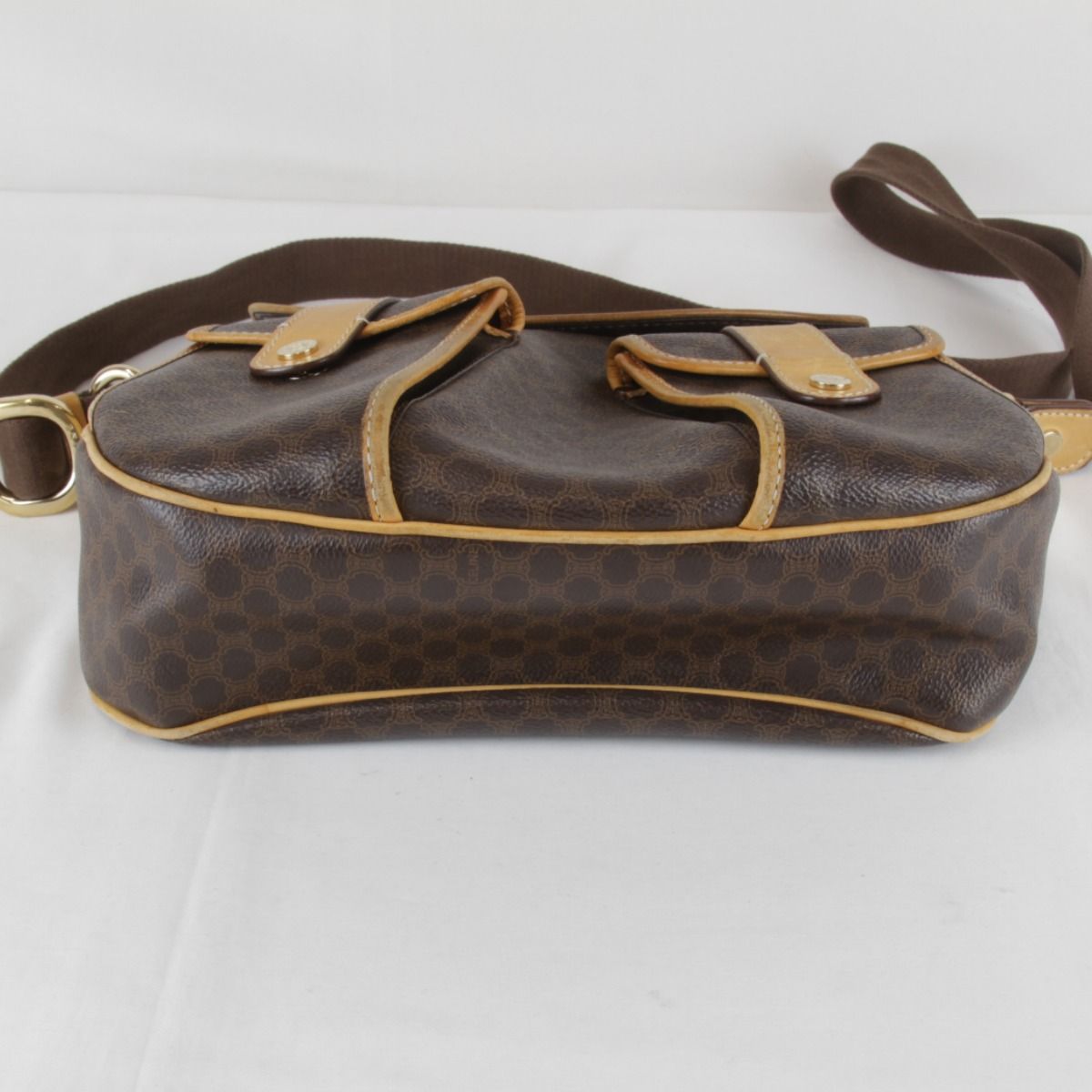 Celine Macadam Pattern Pocket Shoulder Bag Leather Brown — view 5