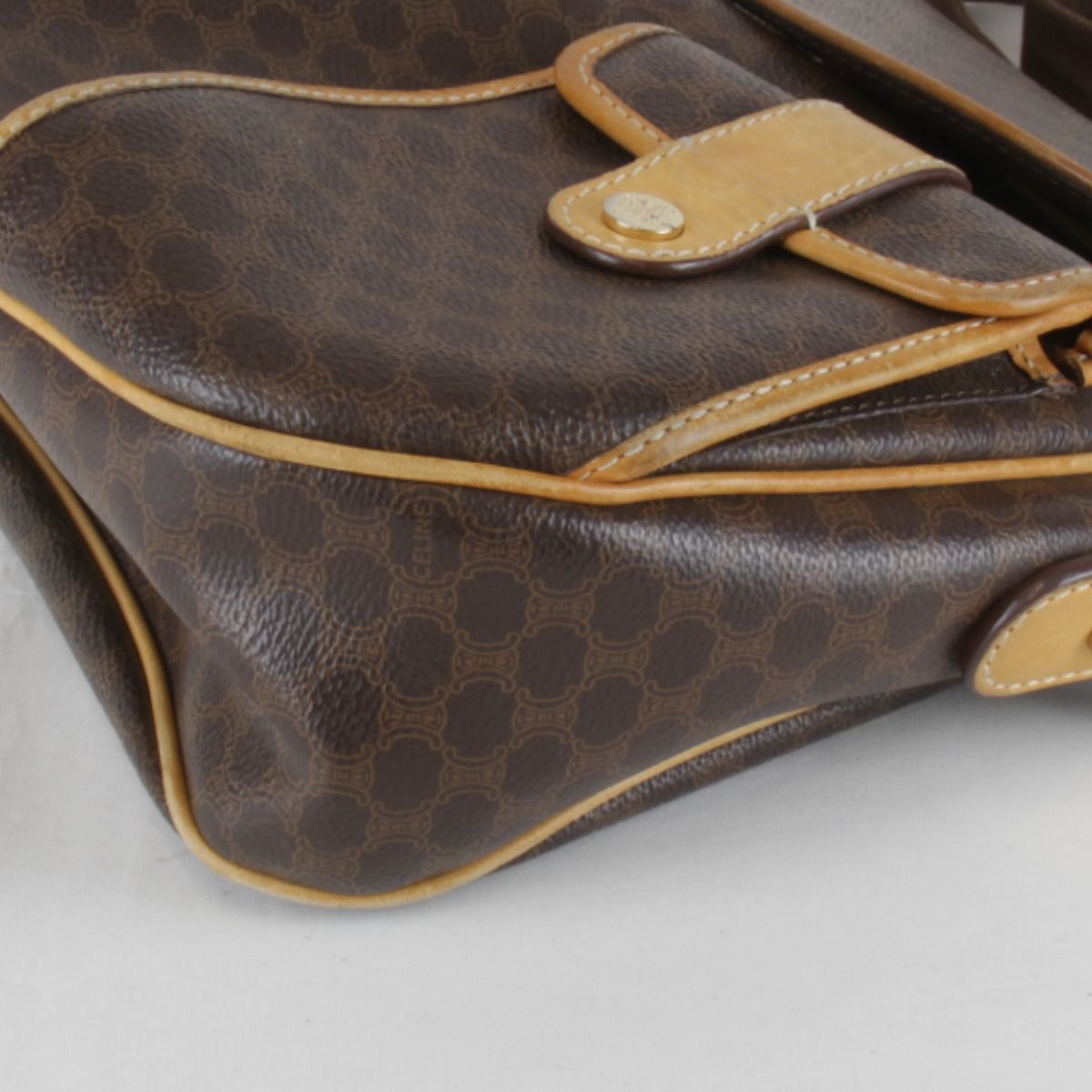 Celine Macadam Pattern Pocket Shoulder Bag Leather Brown — view 3