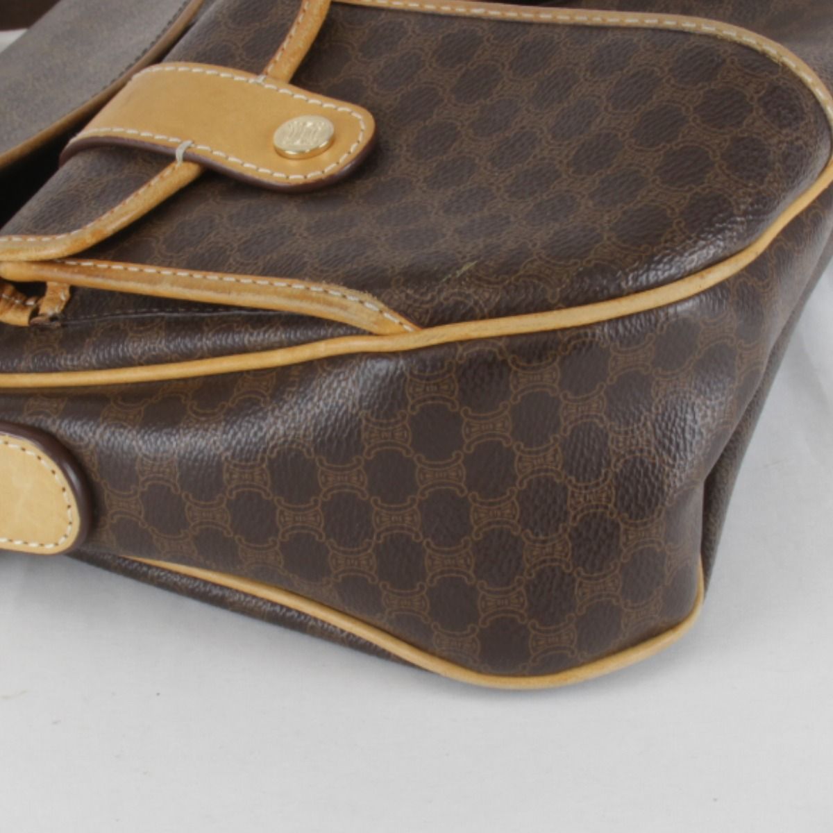 Celine Macadam Pattern Pocket Shoulder Bag Leather Brown — view 4