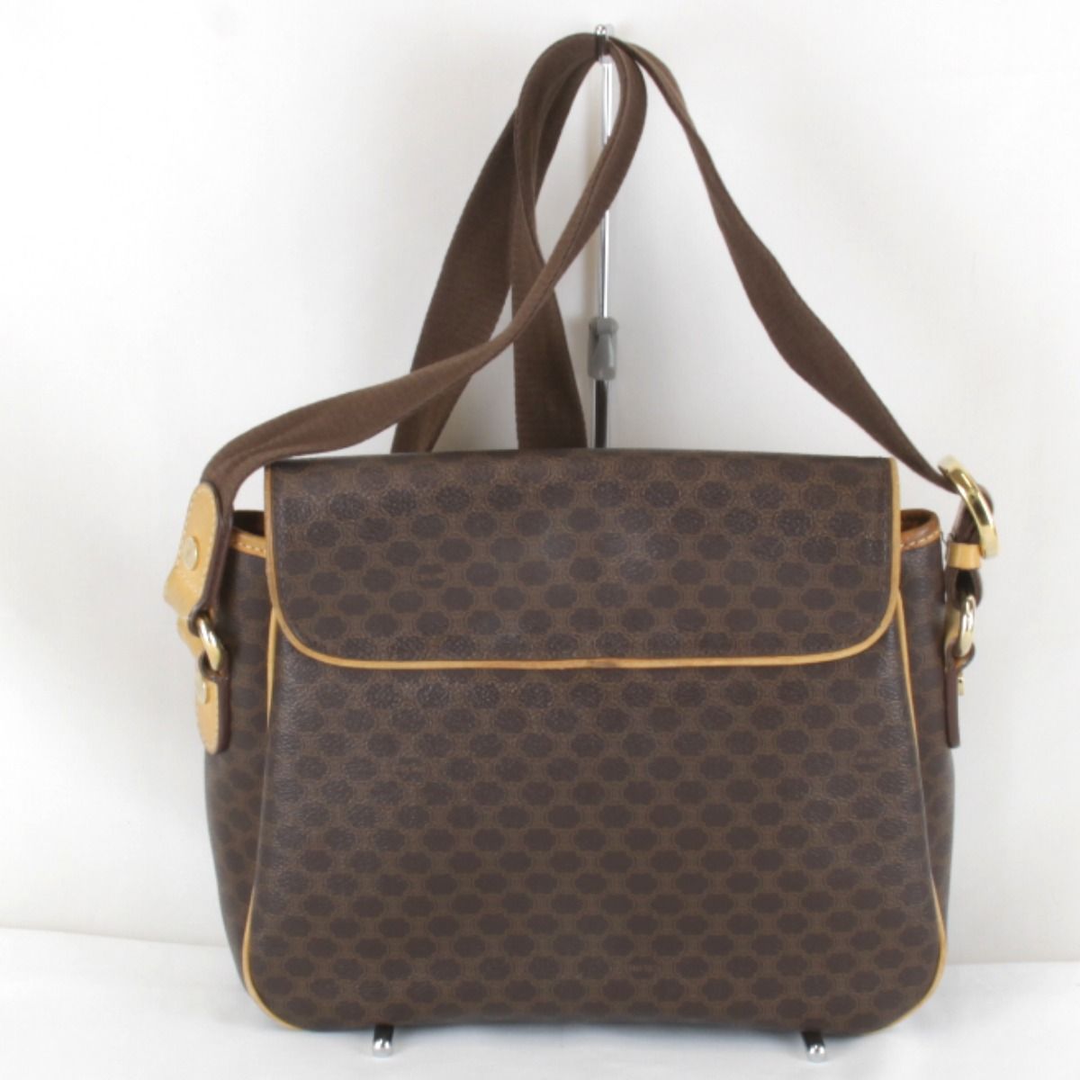 Celine Macadam Pattern Pocket Shoulder Bag Leather Brown — view 2