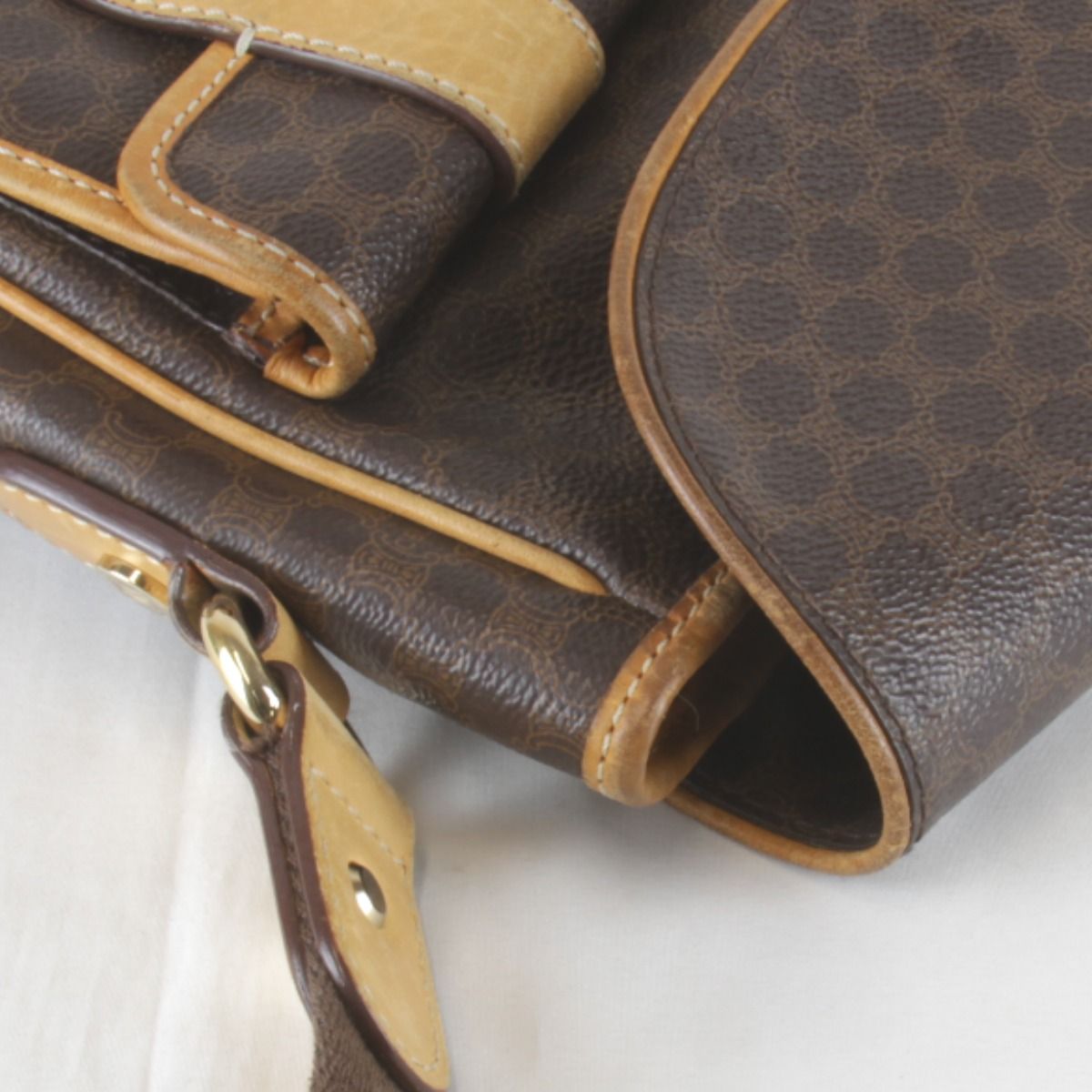 Celine Macadam Pattern Pocket Shoulder Bag Leather Brown — view 6