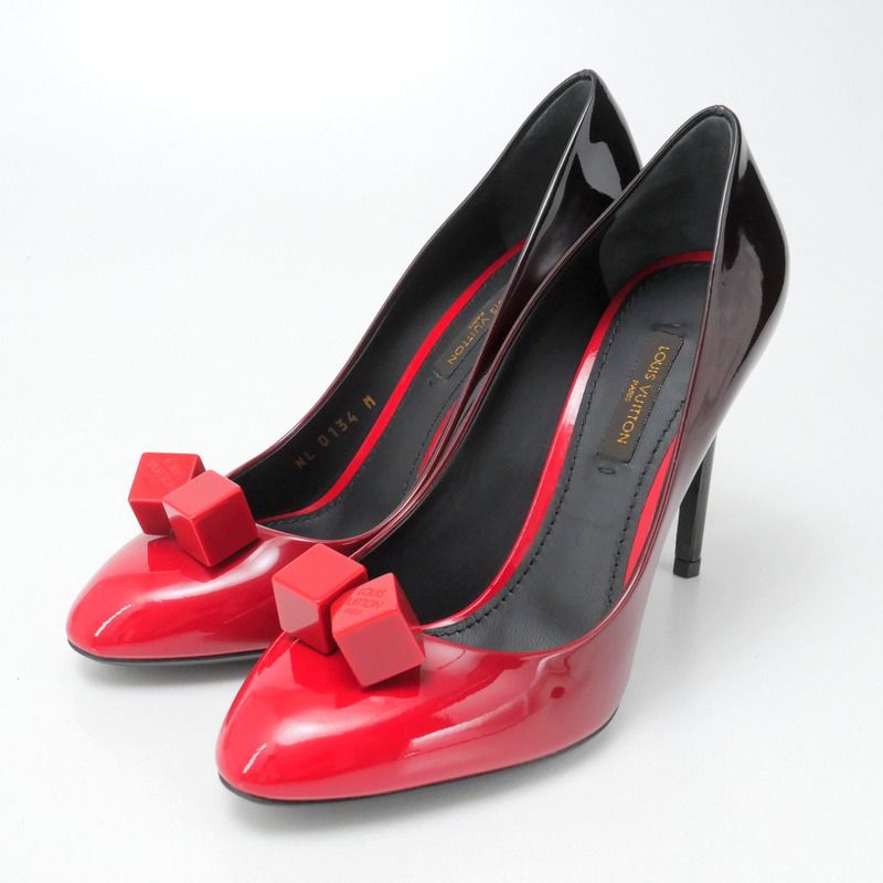 Louis Vuitton Pumps Shoes Patent Leather Gradient Cube Black 36.5