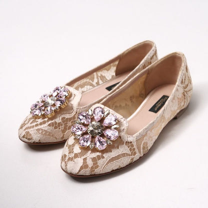 Dolce & Gabbana Pumps Bijou Flower Flat Shoes DG 35
