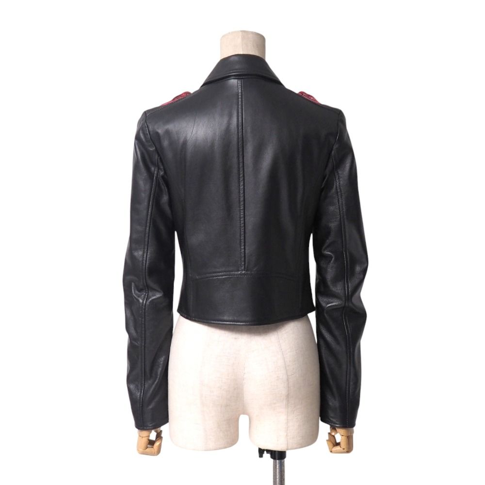 Dolce & Gabbana Rider's Jacket 36 Short Length Lambskin Flower Embroidery — view 3