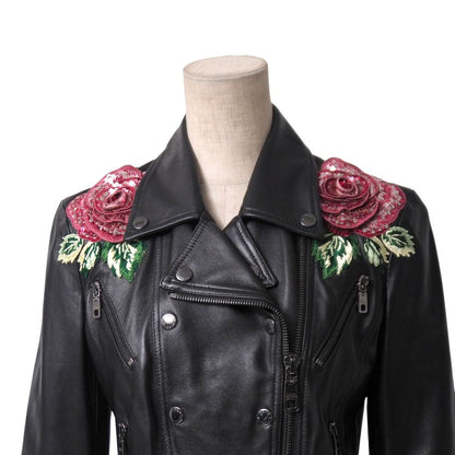 Dolce & Gabbana Rider's Jacket 36 Short Length Lambskin Flower Embroidery — view 2