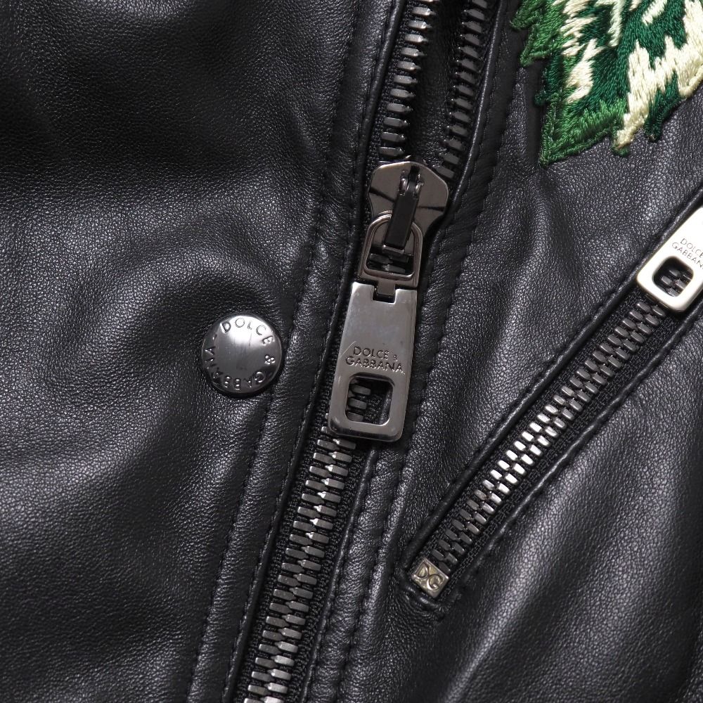Dolce & Gabbana Rider's Jacket 36 Short Length Lambskin Flower Embroidery — view 7