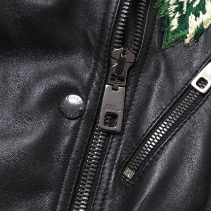 Dolce & Gabbana Rider's Jacket 36 Short Length Lambskin Flower Embroidery — view 7