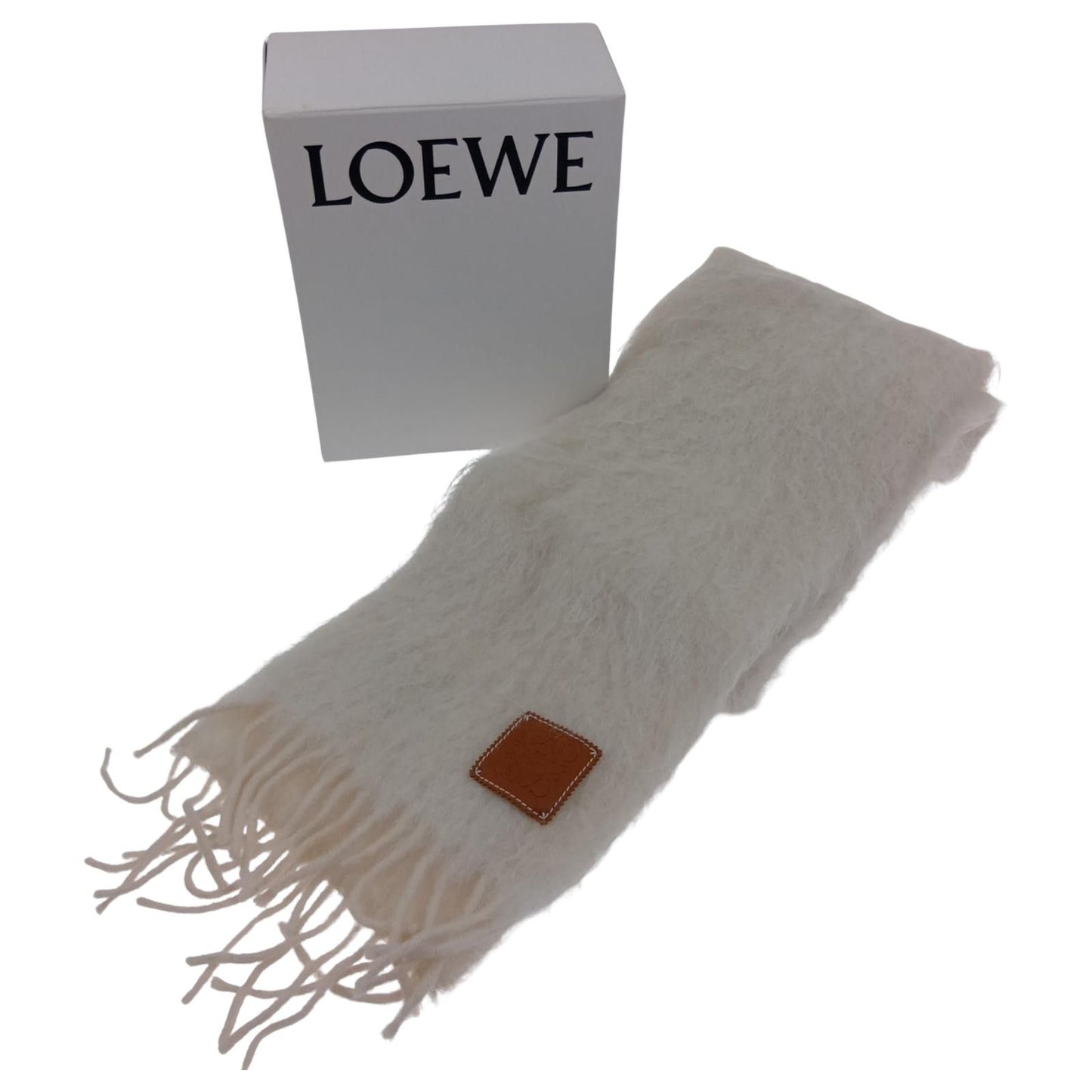 Loewe Mohair Scarf Beige White