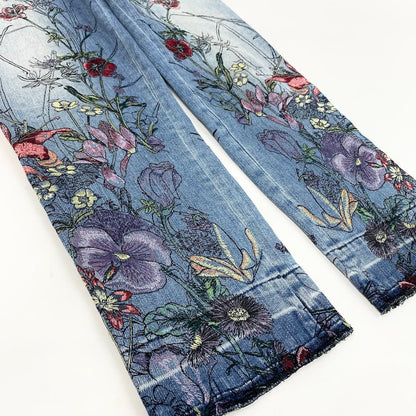 Gucci Ie7 Era Floral Embroidery Denim Pants 42 Indigo Blue — view 6