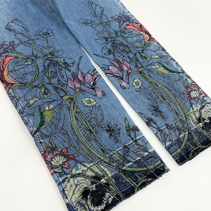 Gucci Ie7 Era Floral Embroidery Denim Pants 42 Indigo Blue — view 7