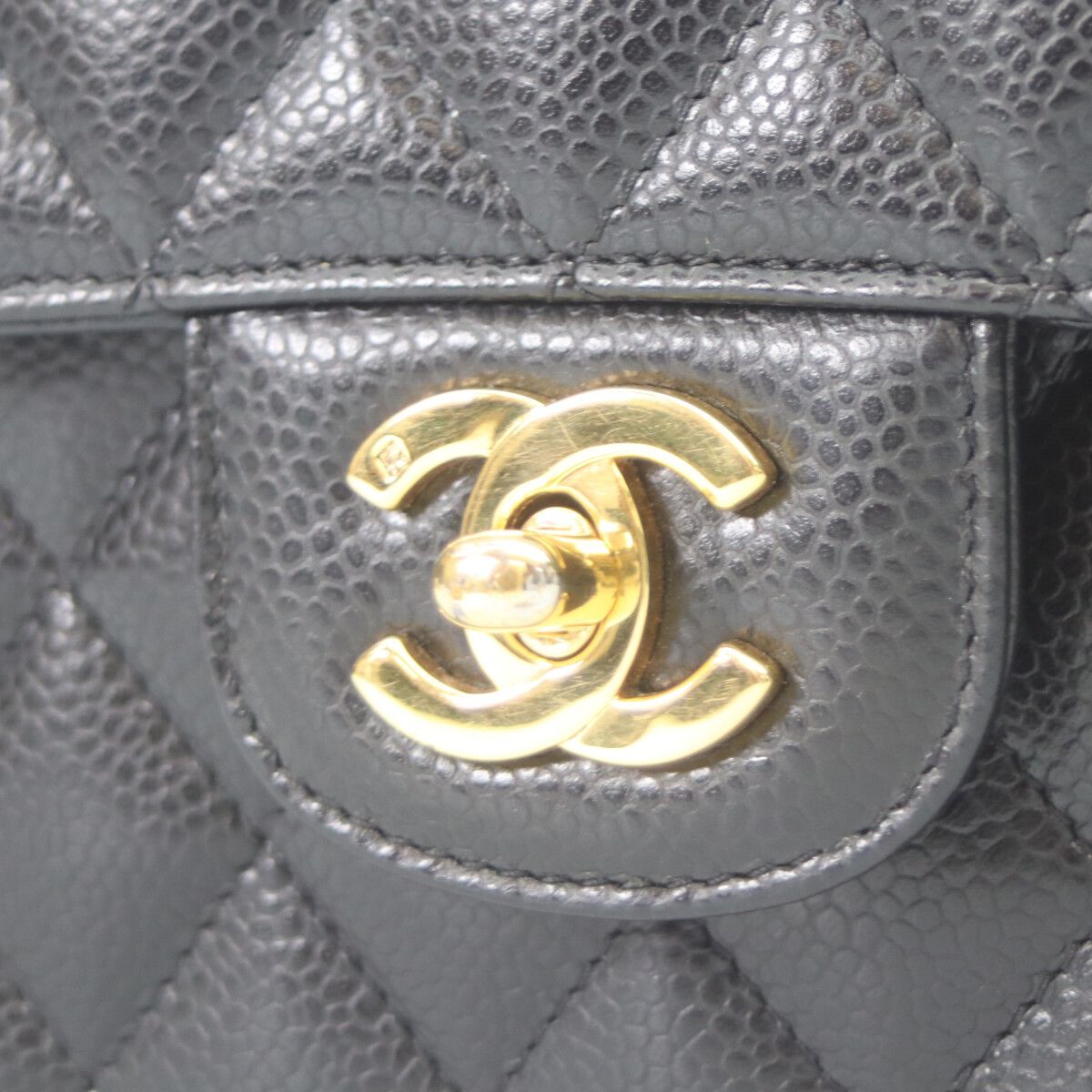 Chanel Black Caviar Gold Quilted 25 Shoulder Bag — view 6