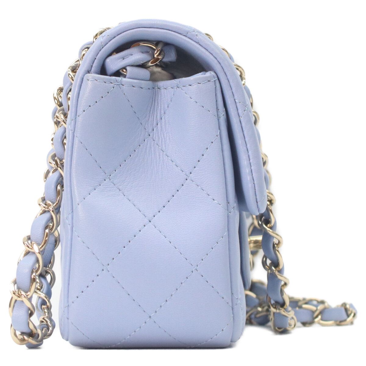 Chanel Light Blue Lamb Gold Mini Quilted 20 Shoulder Bag — view 4