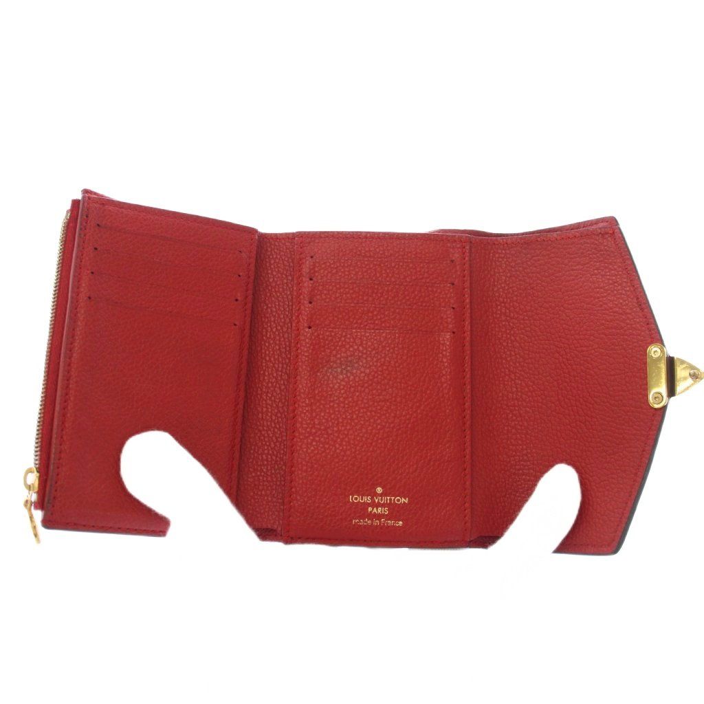 Louis Vuitton Portefeuille Pallas Compact Monogram Trifold Wallet Red Brown TK — view 4