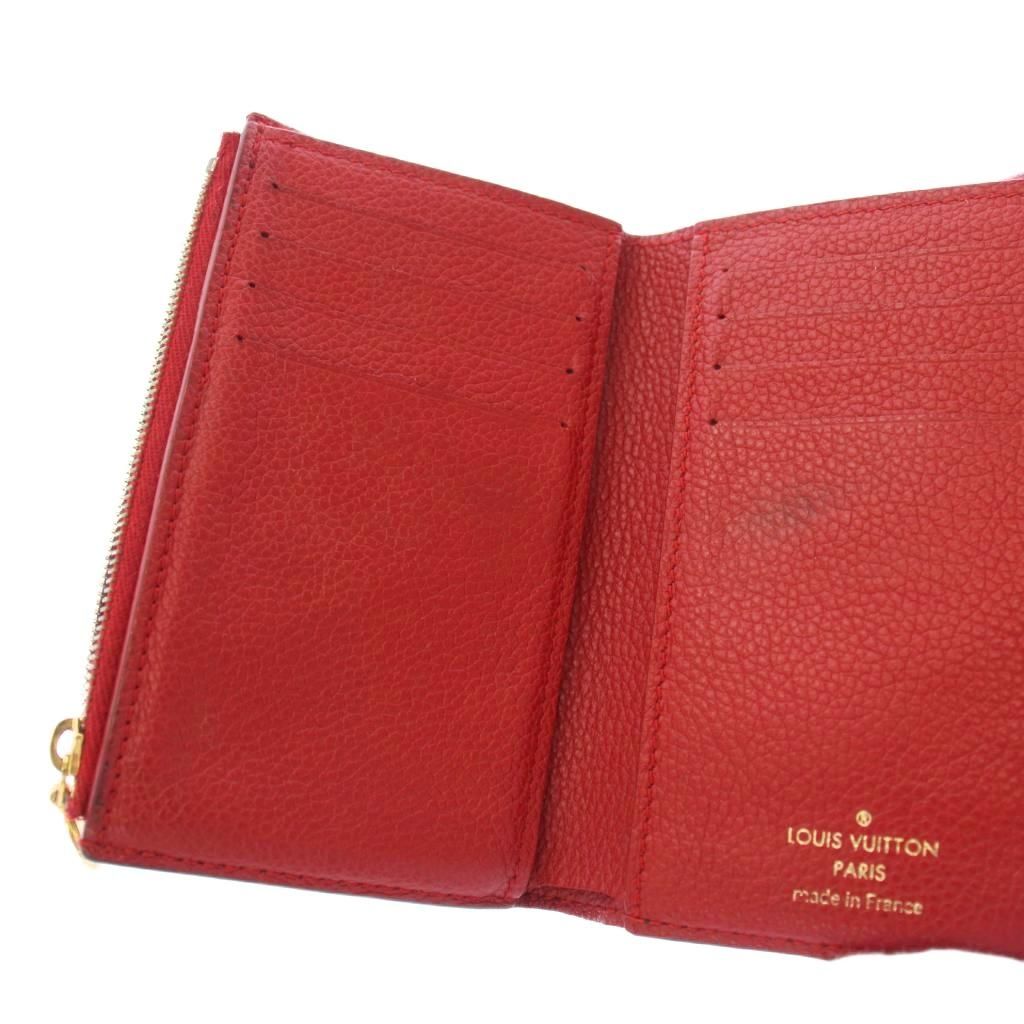 Louis Vuitton Portefeuille Pallas Compact Monogram Trifold Wallet Red Brown TK — view 5