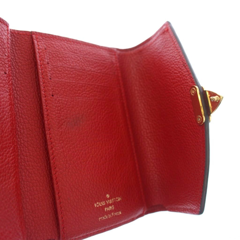 Louis Vuitton Portefeuille Pallas Compact Monogram Trifold Wallet Red Brown TK — view 6