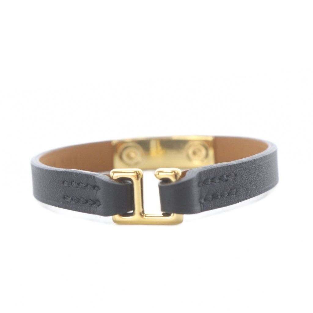Hermes Mini Rival Leather Bracelet Black — view 3