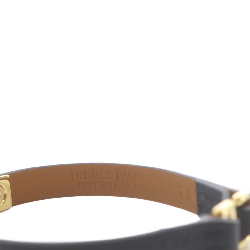 Hermes Mini Rival Leather Bracelet Black — view 5
