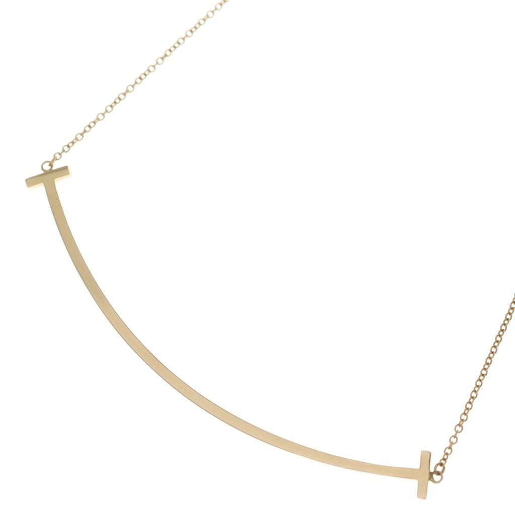 Tiffany & Co T Smile Large Necklace Pendant Chain Gold 18k