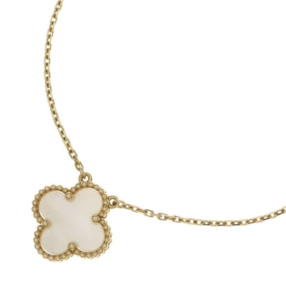 Van Cleef & Arpels Vintage Alhambra Mother of Pearl Necklace Pendant Chain Gold