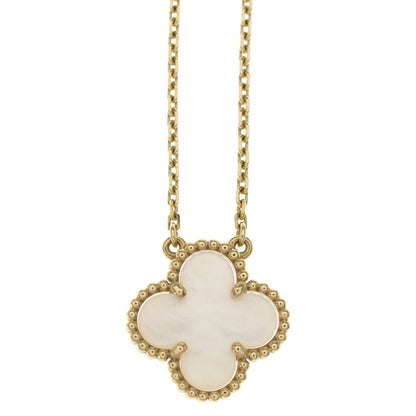 Van Cleef & Arpels Vintage Alhambra Mother of Pearl Necklace Pendant Chain Gold — view 3