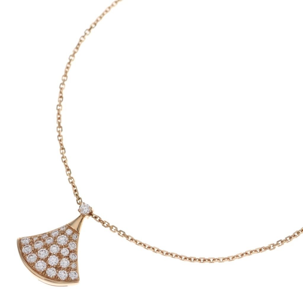 Bvlgari Diva Dream Pave Diamond Necklace Pendant Chain Pink Gold