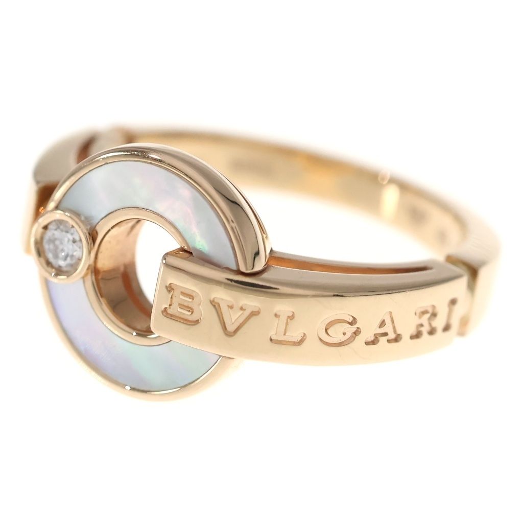 Bvlgari Openwork Mother of Pearl Diamond Ring Pink Gold