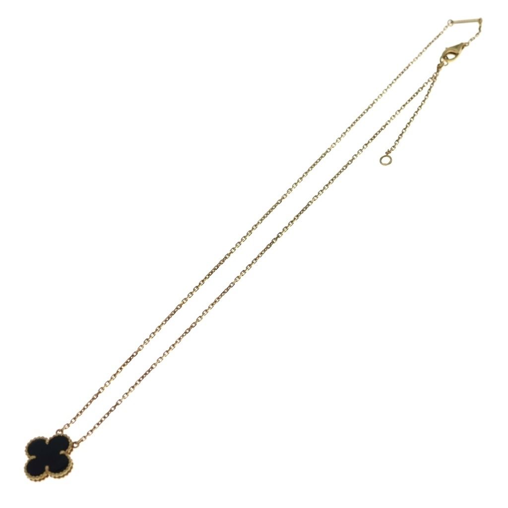 Van Cleef & Arpels Vintage Alhambra Onyx Necklace Pendant Chain Gold Black YG — view 2