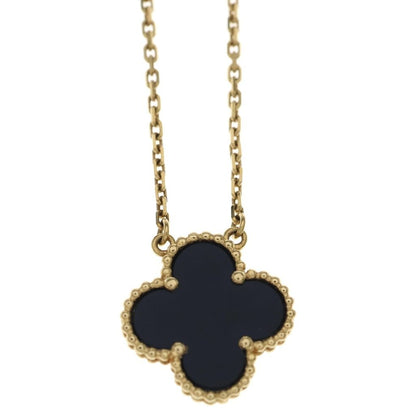 Van Cleef & Arpels Vintage Alhambra Onyx Necklace Pendant Chain Gold Black YG — view 3