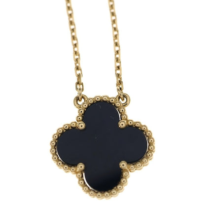 Van Cleef & Arpels Vintage Alhambra Onyx Necklace Pendant Chain Gold Black YG — view 3