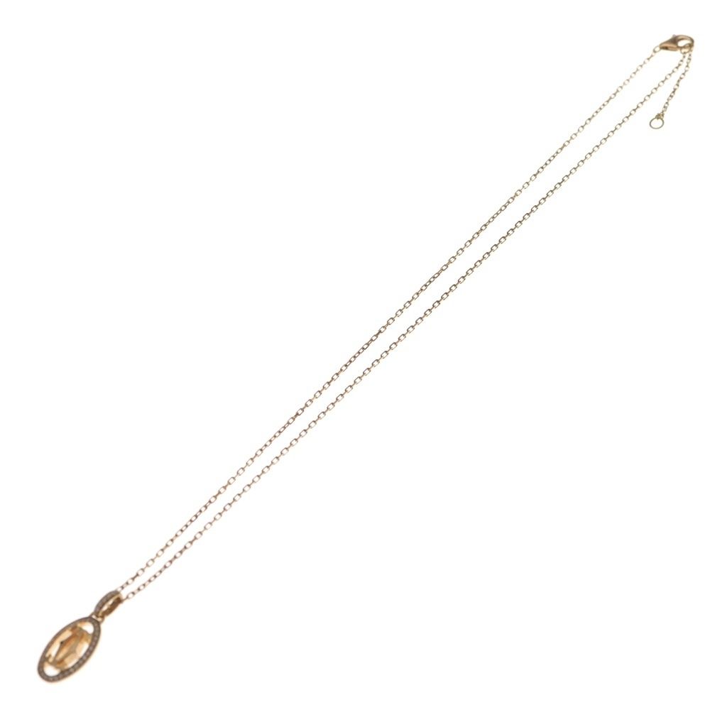 Cartier Logo Double C Necklace Diamond Pendant Chain Pink Gold PG — view 2