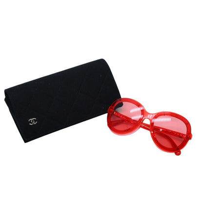 Chanel Sunglasses Eyewear CC Logo Clear Red Acetate