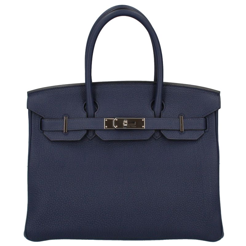 Hermes Birkin 30 Togo Handbag Blue Navy